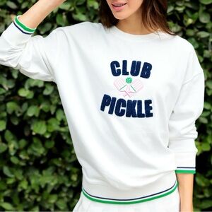 Shiraleah White Club Pickle Pickleball Graphic Sweatshirt Small
